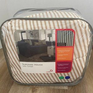 NWT Surefit Stripe Taupe Loveseat Slipcover